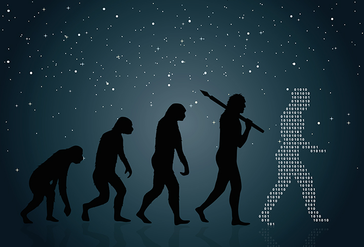 HUman evolution from monkey to digital man