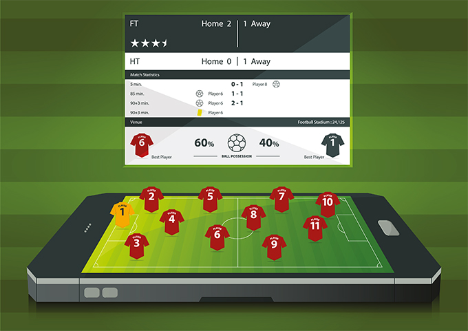 Football team plan on a mobile phone